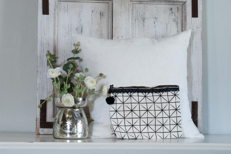 Black and white cosmetic bag