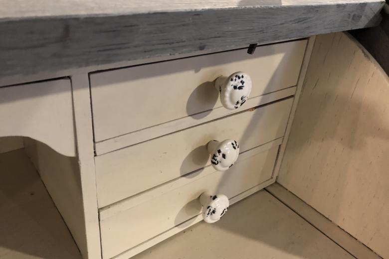 Grey and white dresser